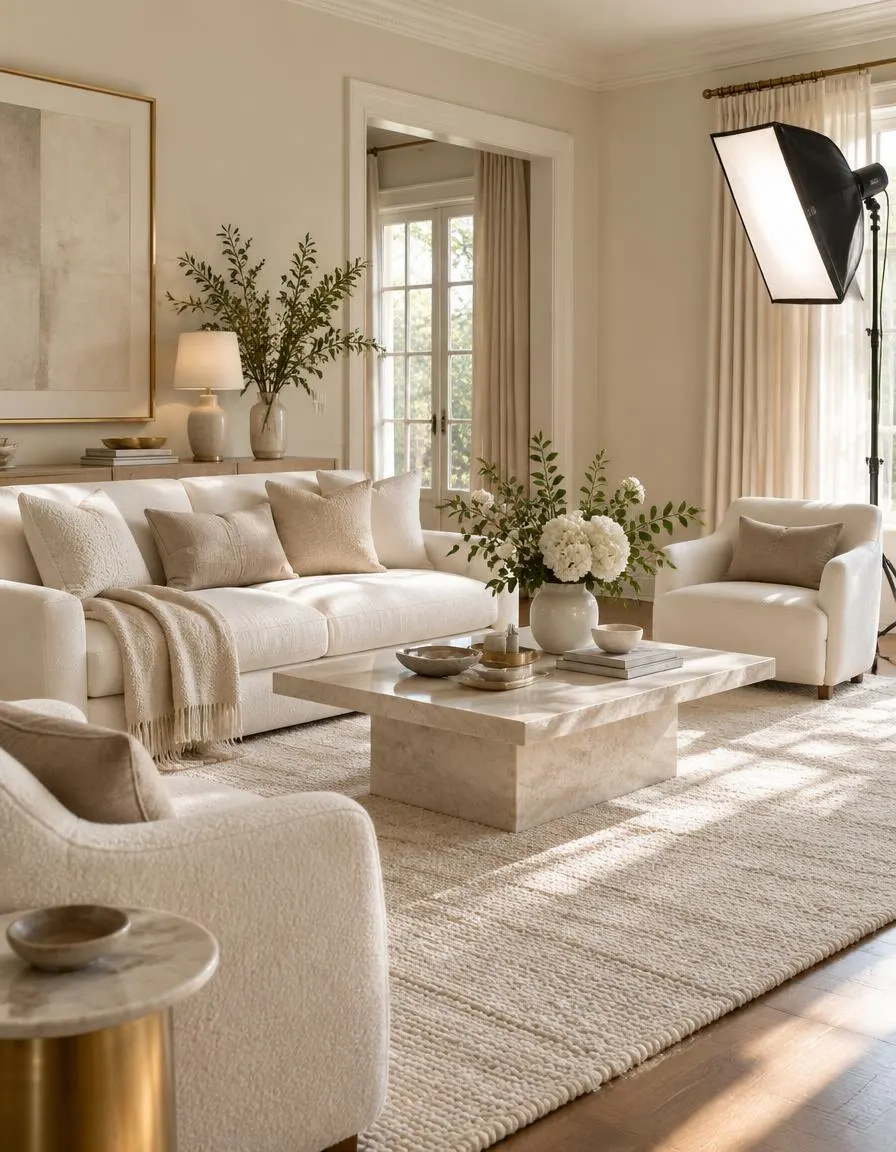 Staged living room ready for professional photography